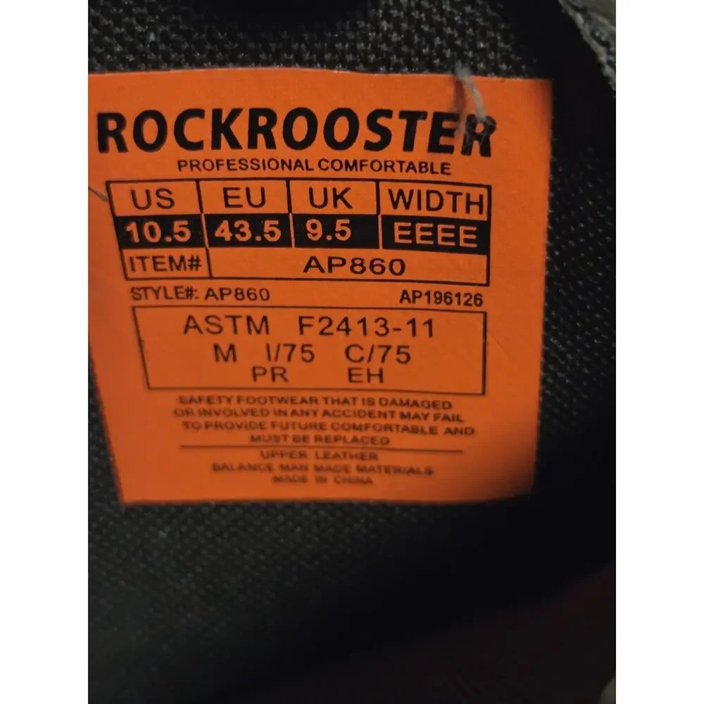 RockRooster AP860 Unisex Tehama Waterproof Steel Toe EH Work Boots NEW 10 1/2